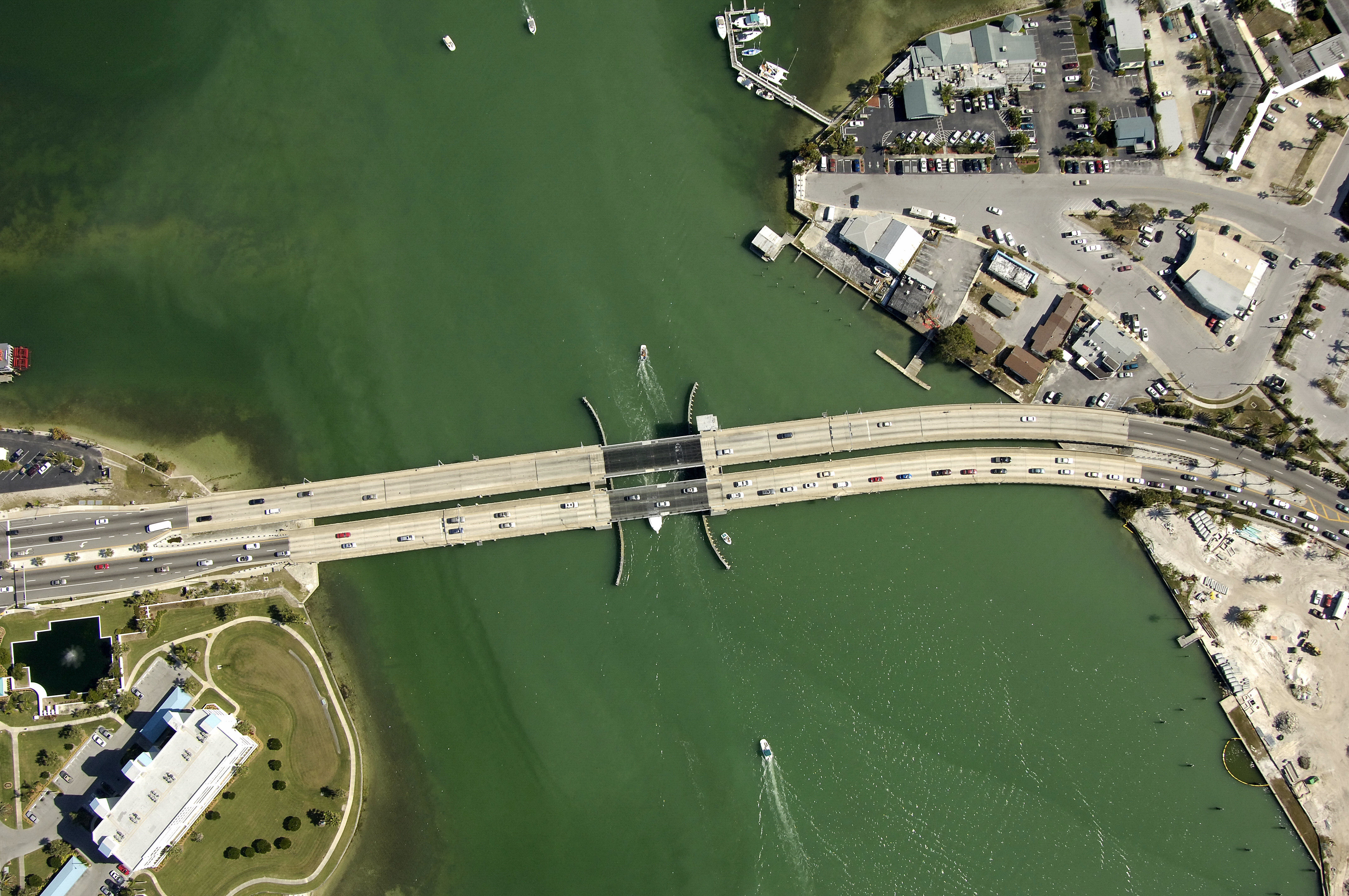 Aerial view of bridge to St. Pete Beach